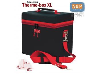 Термосумка "Thermo-box" (Термо-бокс). Размер XL. Цвет: черный с красной окантовкой.