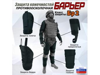 Комплект противоосколочной защиты "Барьер". Класс защиты Бр 2. Цвет: черный.
