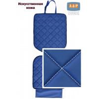 Коврик под детское автокресло. Искусственная кожа. Цвет: синий с белой прострочкой Ромб.
