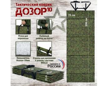 Коврик тактический "Дозор", толщина 10 мм. Цвет: ЕМР (цифра) с черными стропами.