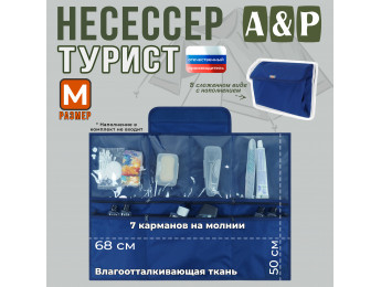 Несессер мужской дорожный "Турист" (размер M). Цвет: синий.