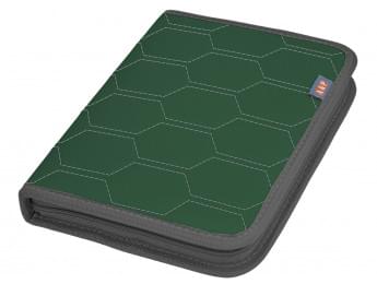 Папка для сервисной книжки и автодокументов "Практик". Формат А5. Цвет: зеленый с серой прострочкой "Соты".